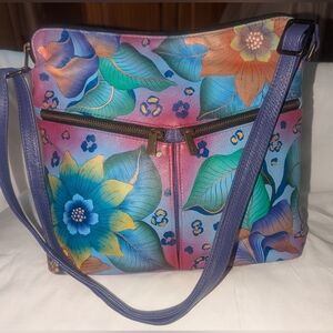 Anuschka Multicolor Floral Leather Shoulder Bag